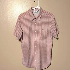 Columbia Button Down Short Sleeve Shirt Pink Mens Size Medium‎